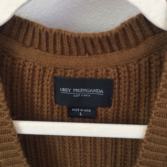 Obey Army Green Oversized Cardigan - Picture 2 of 6